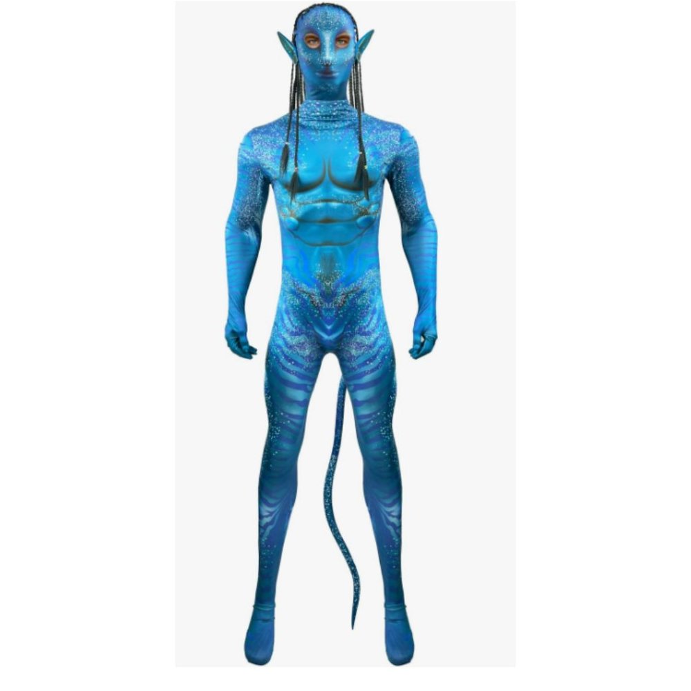 Jake Sully Halloween Cosplay Costume 3D Style Bodysuit For Adult SMALL NEW